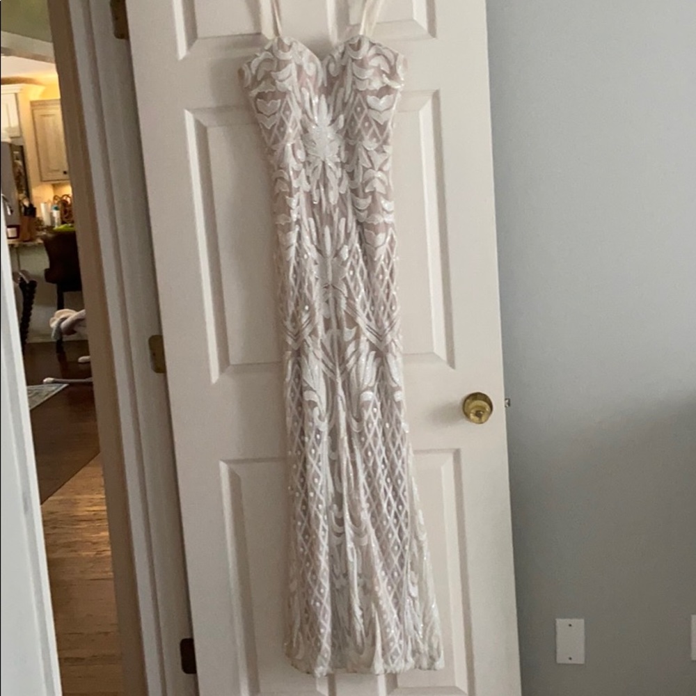 White sequin embellished gown